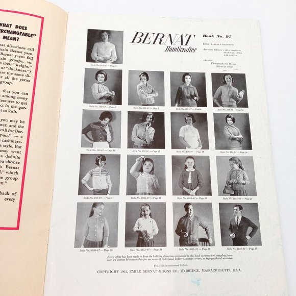 Vintage Bernat Handicraftter Raglan Patterns Magazine Number 97 1961 Mid Century - Picture 4 of 9